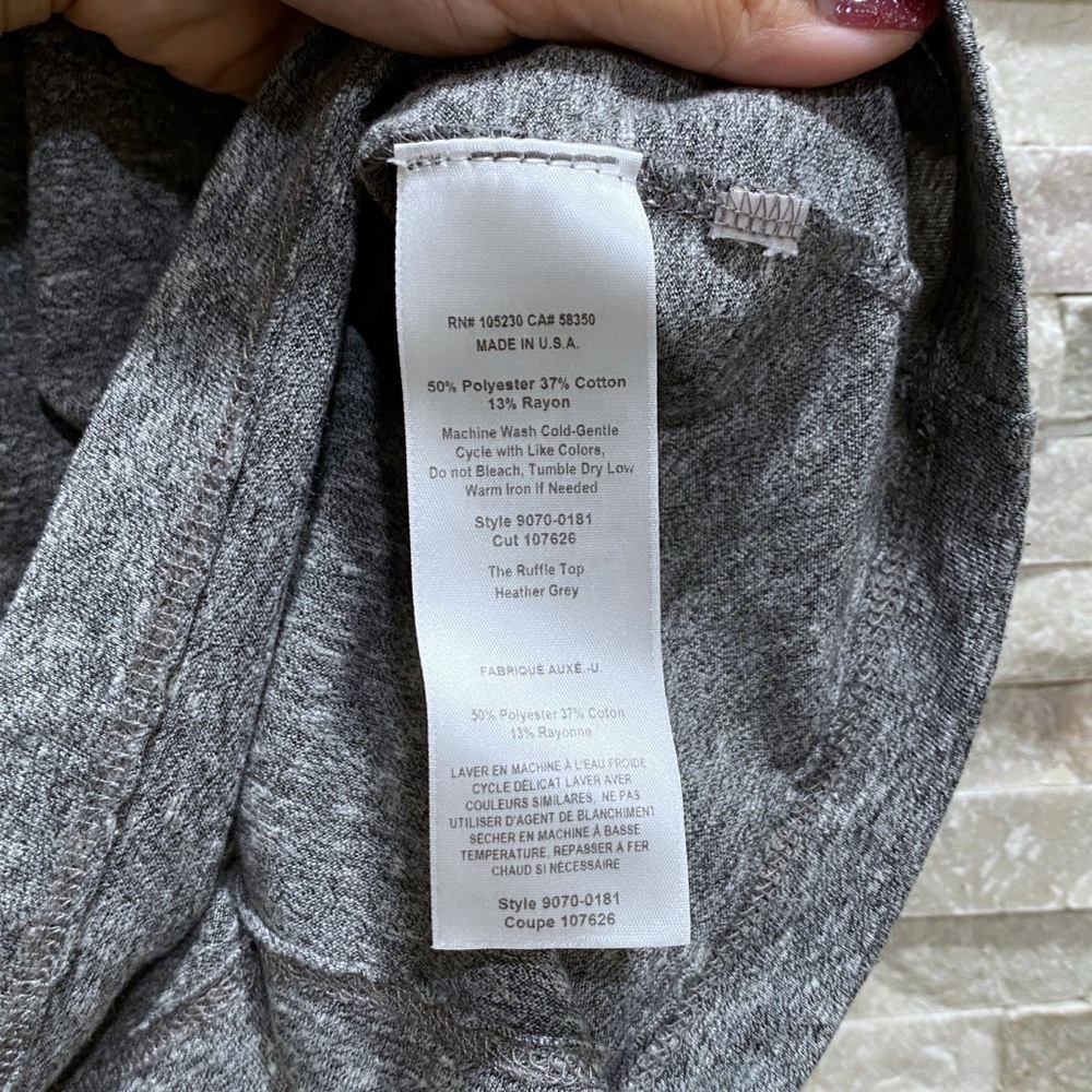 CURRENT Elliott Ruffle Top Gray Off Shoulder Top - Picture 6 of 7